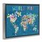 Stupell Industries World Map with Landmarks Framed Floater Canvas Wall Art Design by Carla Daly
